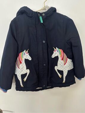 Mini Boden Unicorn Appliqué Sherpa Winter Jacket 2–3Y 98cm